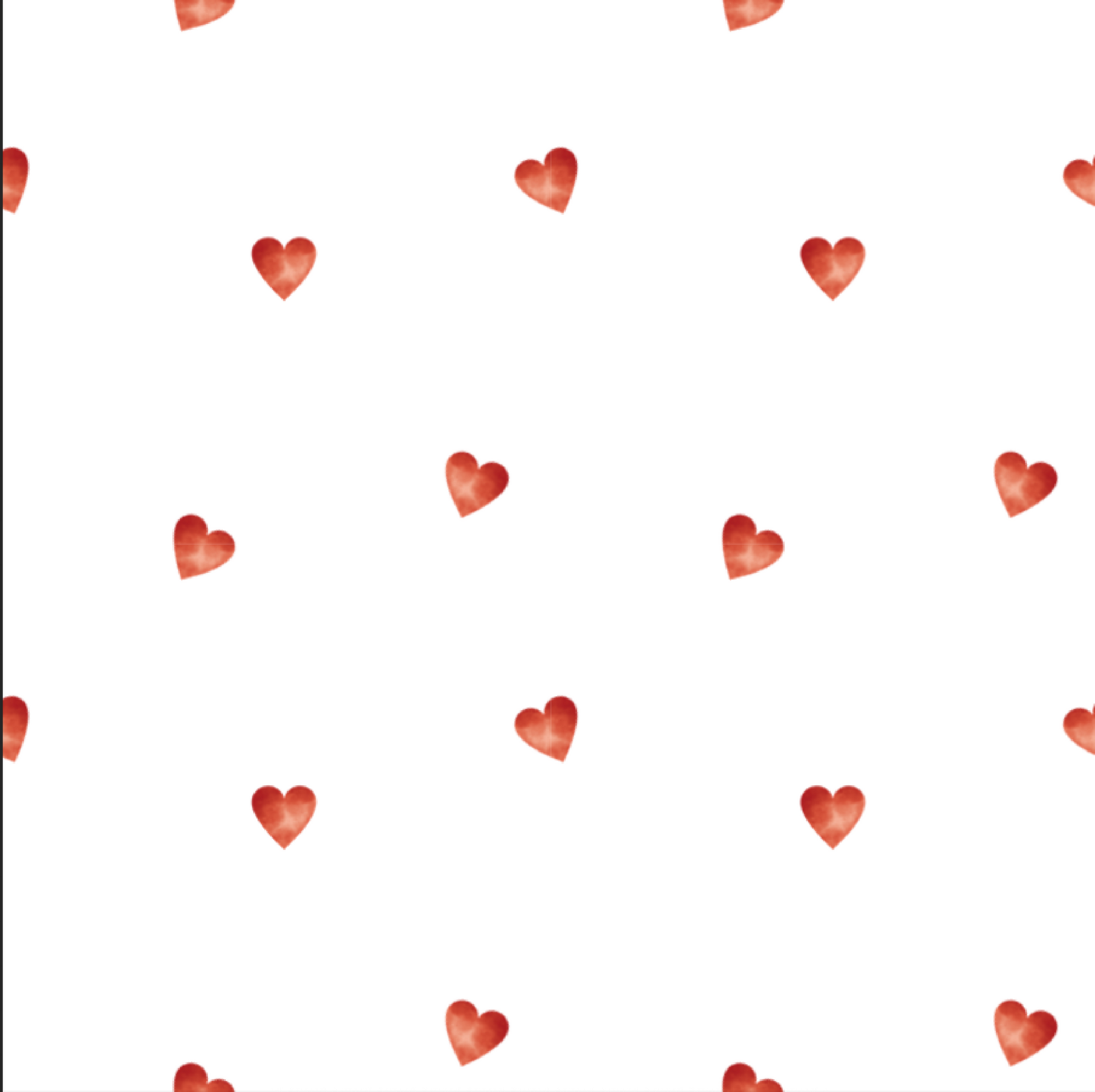 Pattern of red hearts on a white background