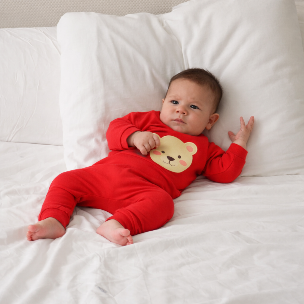 Red Teddy Bamboo Terry Loungeset