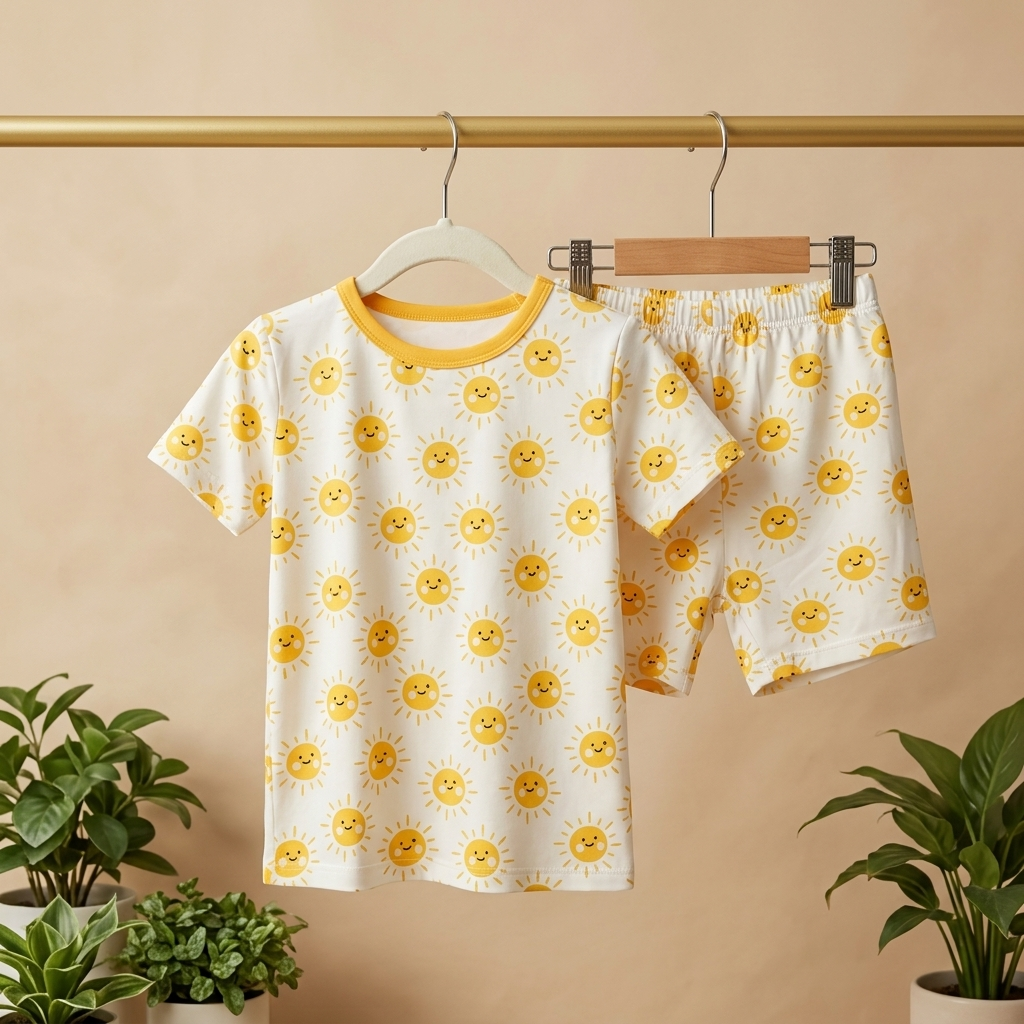 Bamboo short sleeve set in sol print
