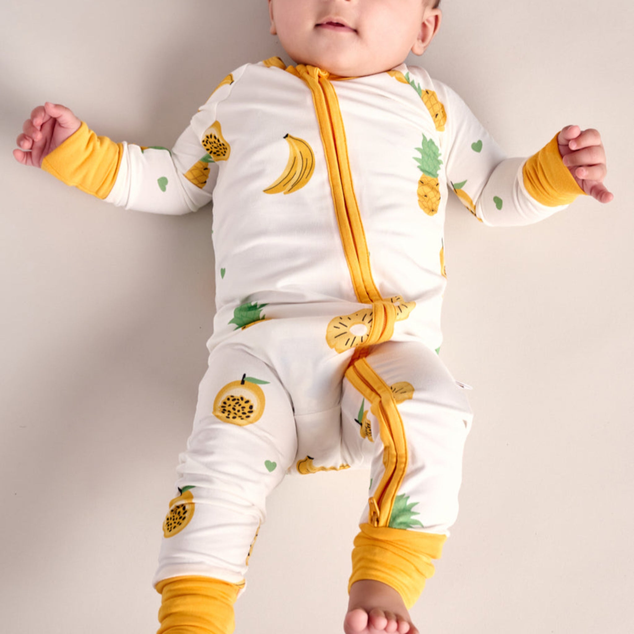 Tropical Fruits Zipsuit Front Smiling
