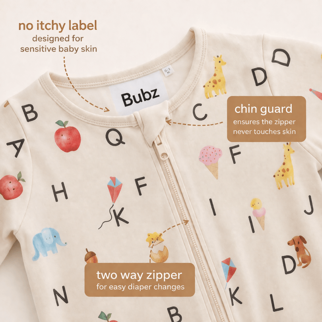 Alphabet Adventures Bamboo Zipsuit - Bubz