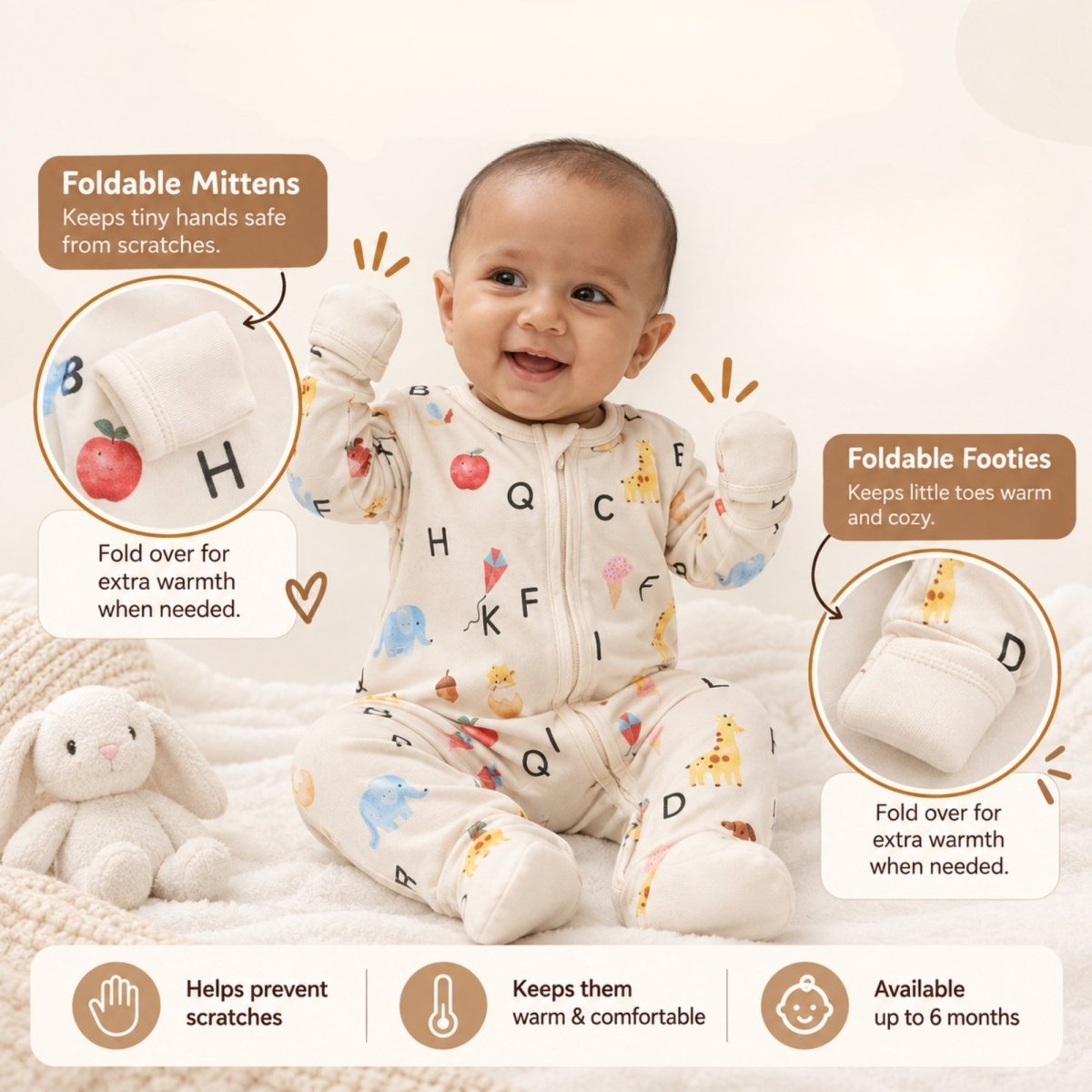 Alphabet Adventures Bamboo Zipsuit - Bubz