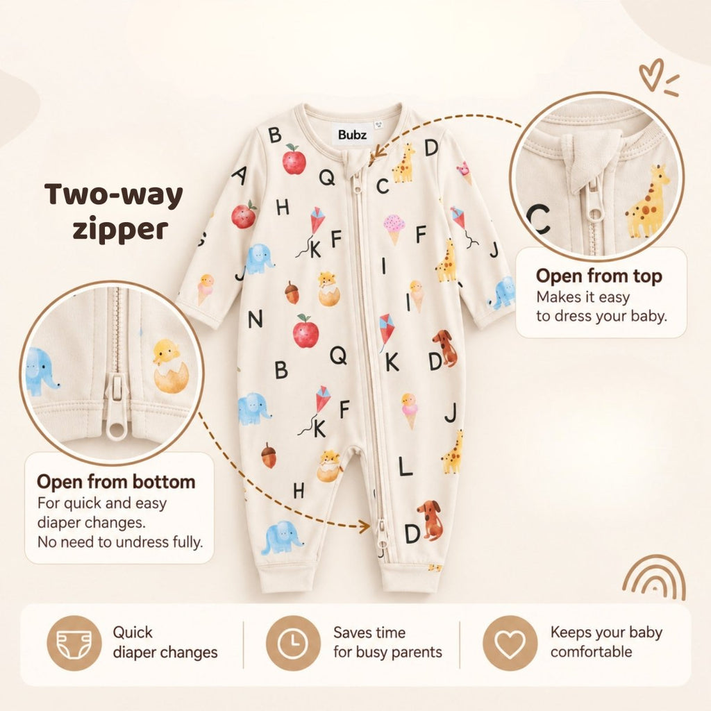 Alphabet Adventures Bamboo Zipsuit - Bubz