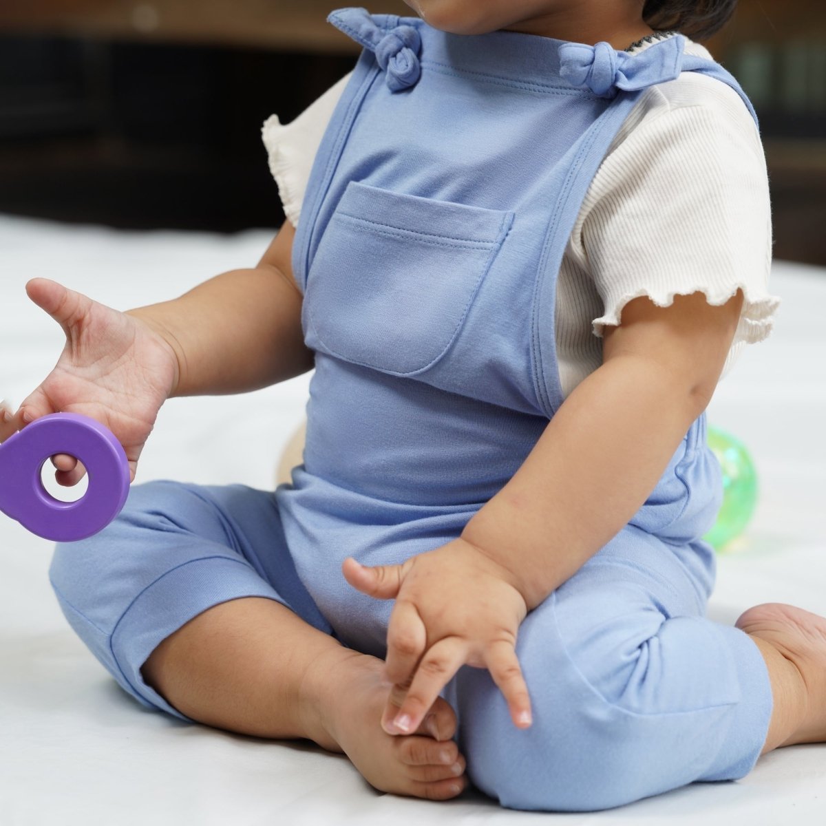 Bamboo Dungaree in Powder Blue - Bubz