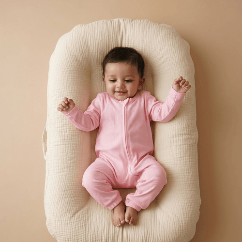Bamboo Ribbed Zipsuit in Cotton Candy Pink - Bubz