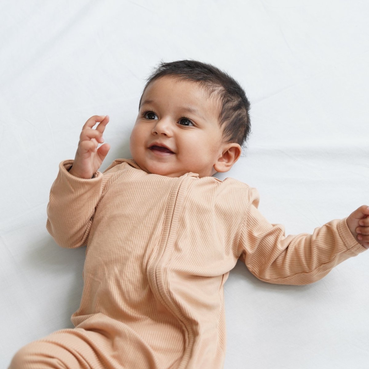 Bamboo Ribbed Zipsuit in Warm Toffee - Bubz