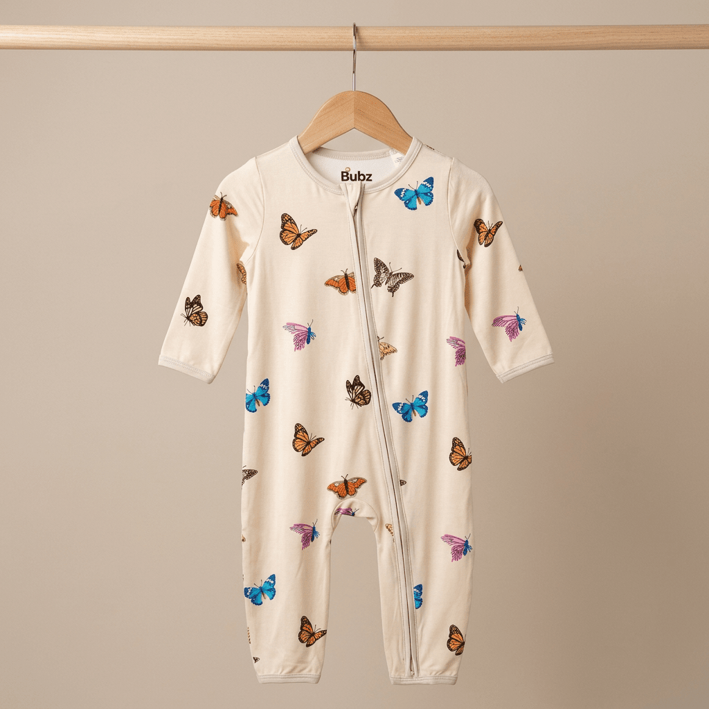 Chasing Butterflies Bamboo Zipsuit - Bubz