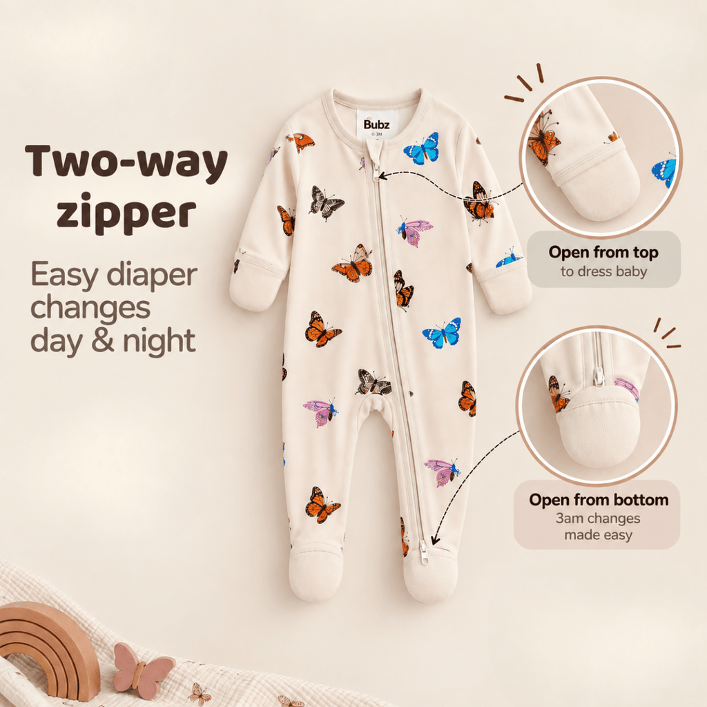 Chasing Butterflies Bamboo Zipsuit - Bubz