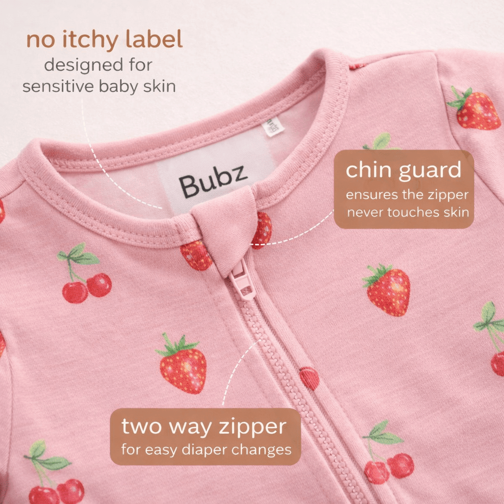 Cherry Charm Bamboo Zipsuit - Bubz