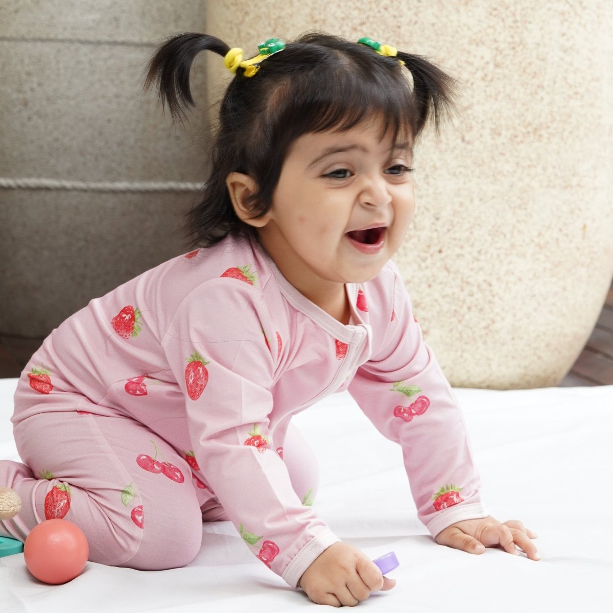 Cherry Charm Bamboo Zipsuit - Bubz