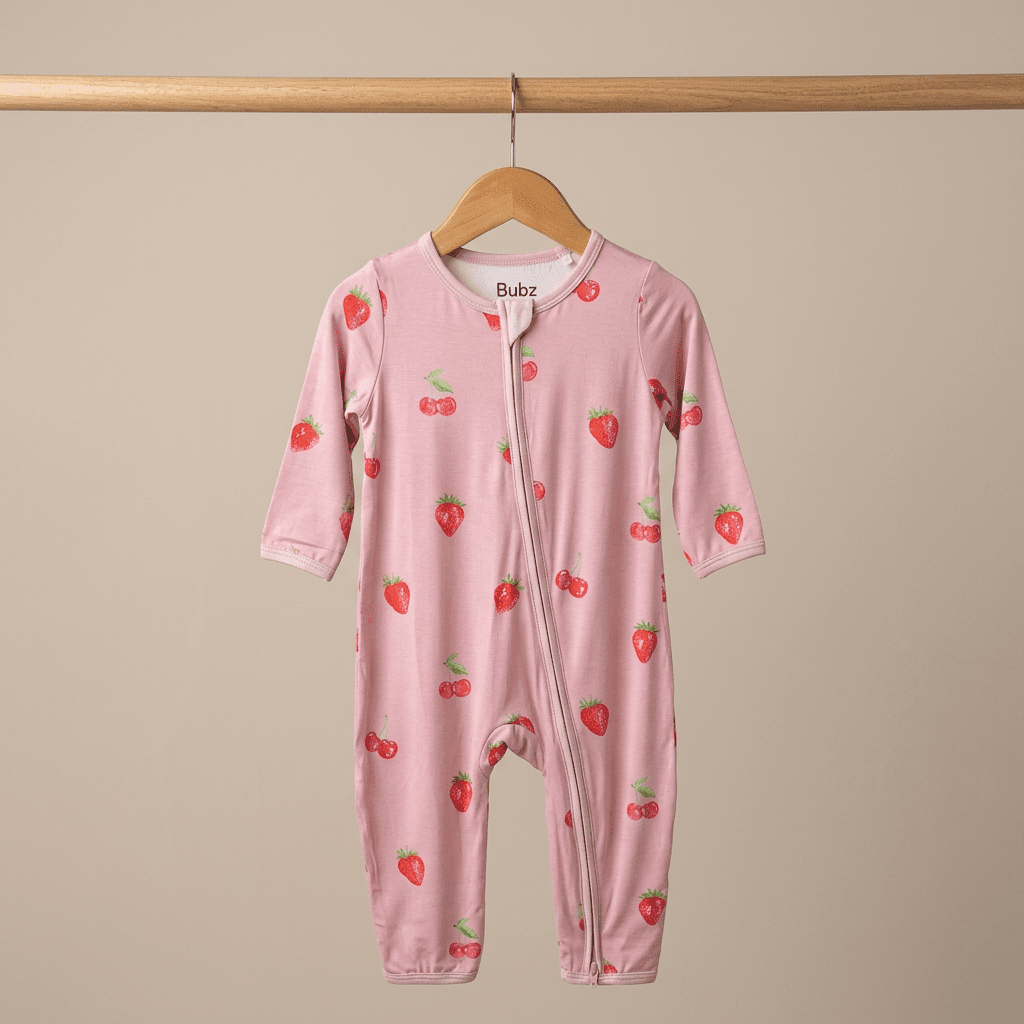 Cherry Charm Bamboo Zipsuit - Bubz