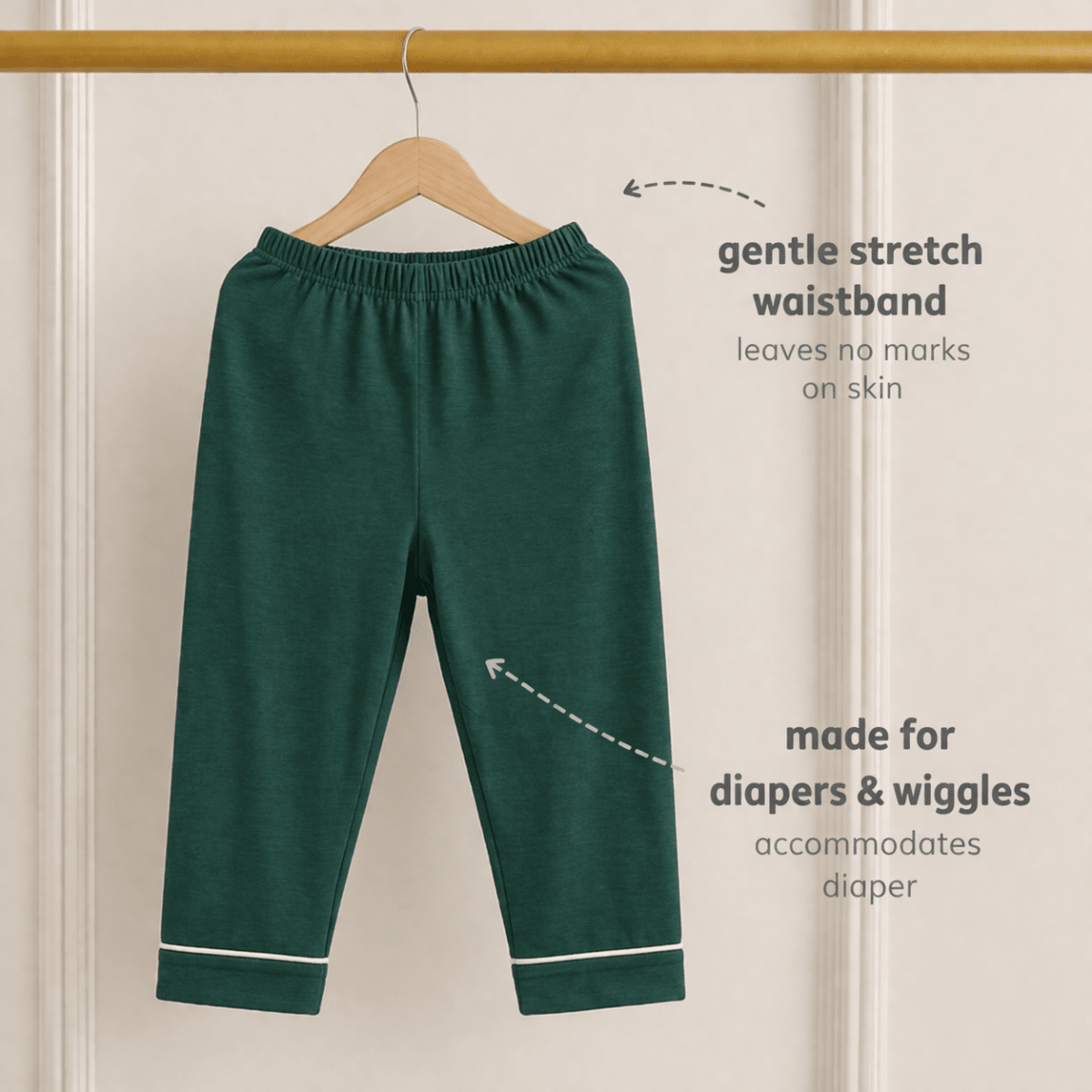 Collared Bamboo PJs in Bottle Green - Bubz