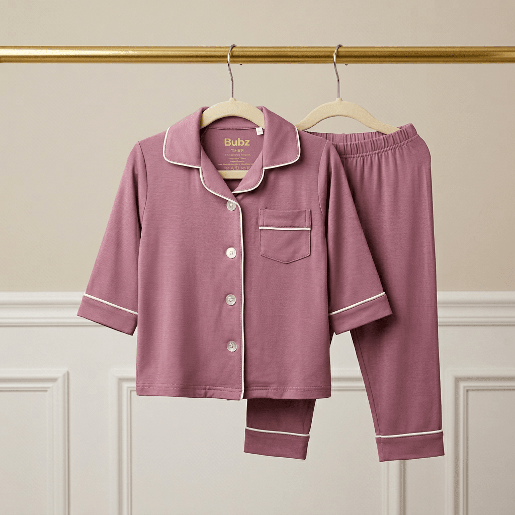 Collared Bamboo PJs in Mauve - Bubz