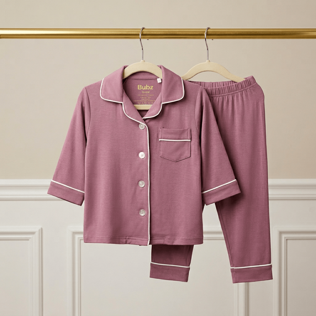 Collared Bamboo PJs in Mauve - Bubz
