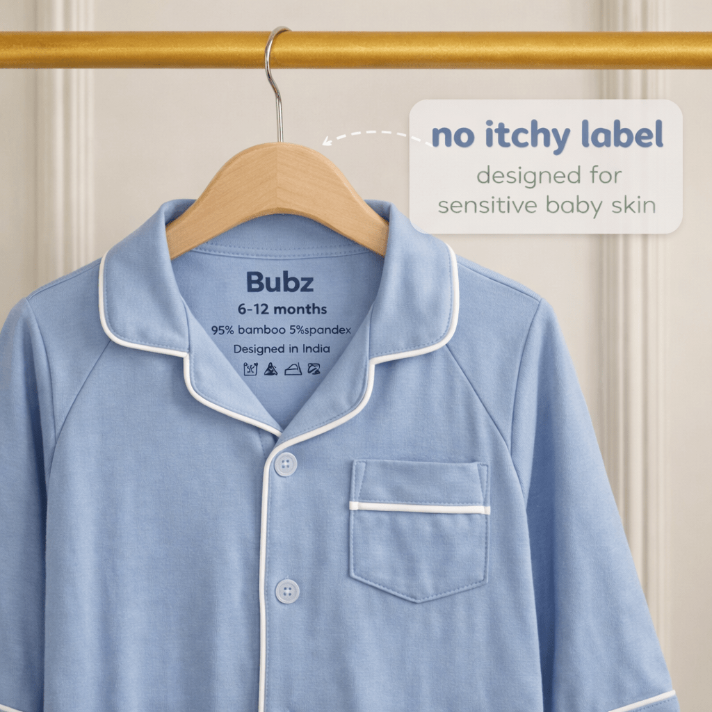 Collared Bamboo PJs in Powder Blue - Bubz