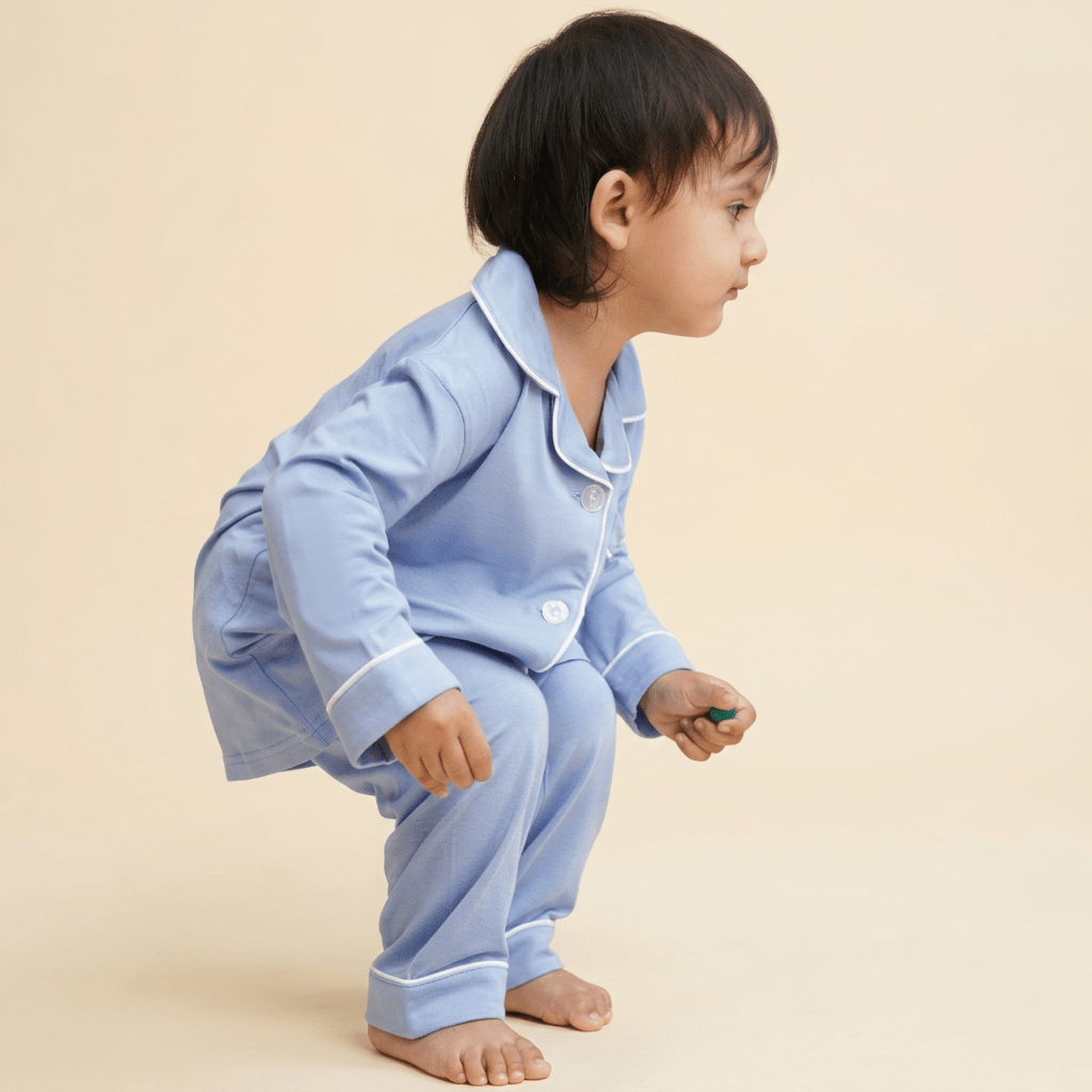 Collared Bamboo PJs in Powder Blue - Bubz