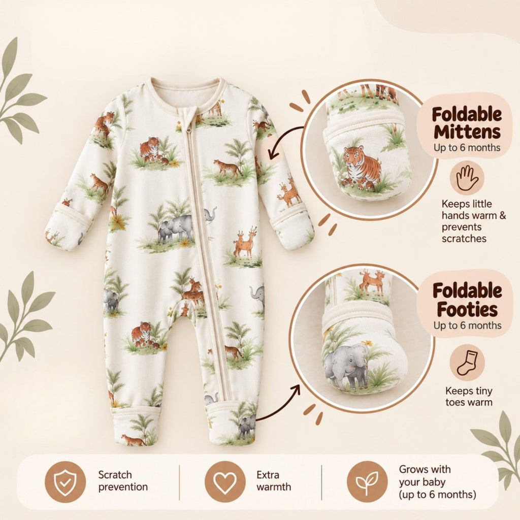 Indian Safari Bamboo Zipsuit - Bubz