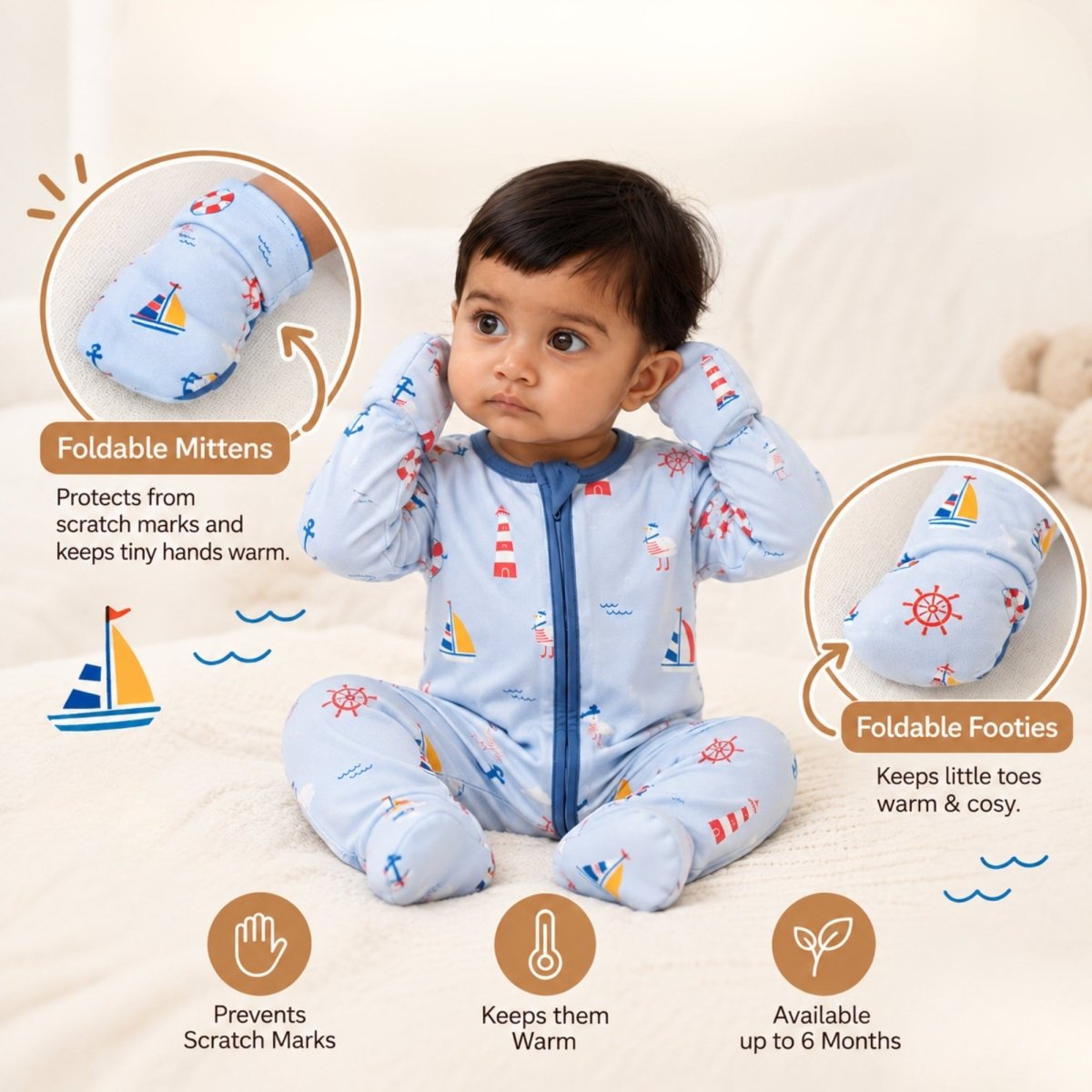 Little Sailors Bamboo Zipsuit - Bubz