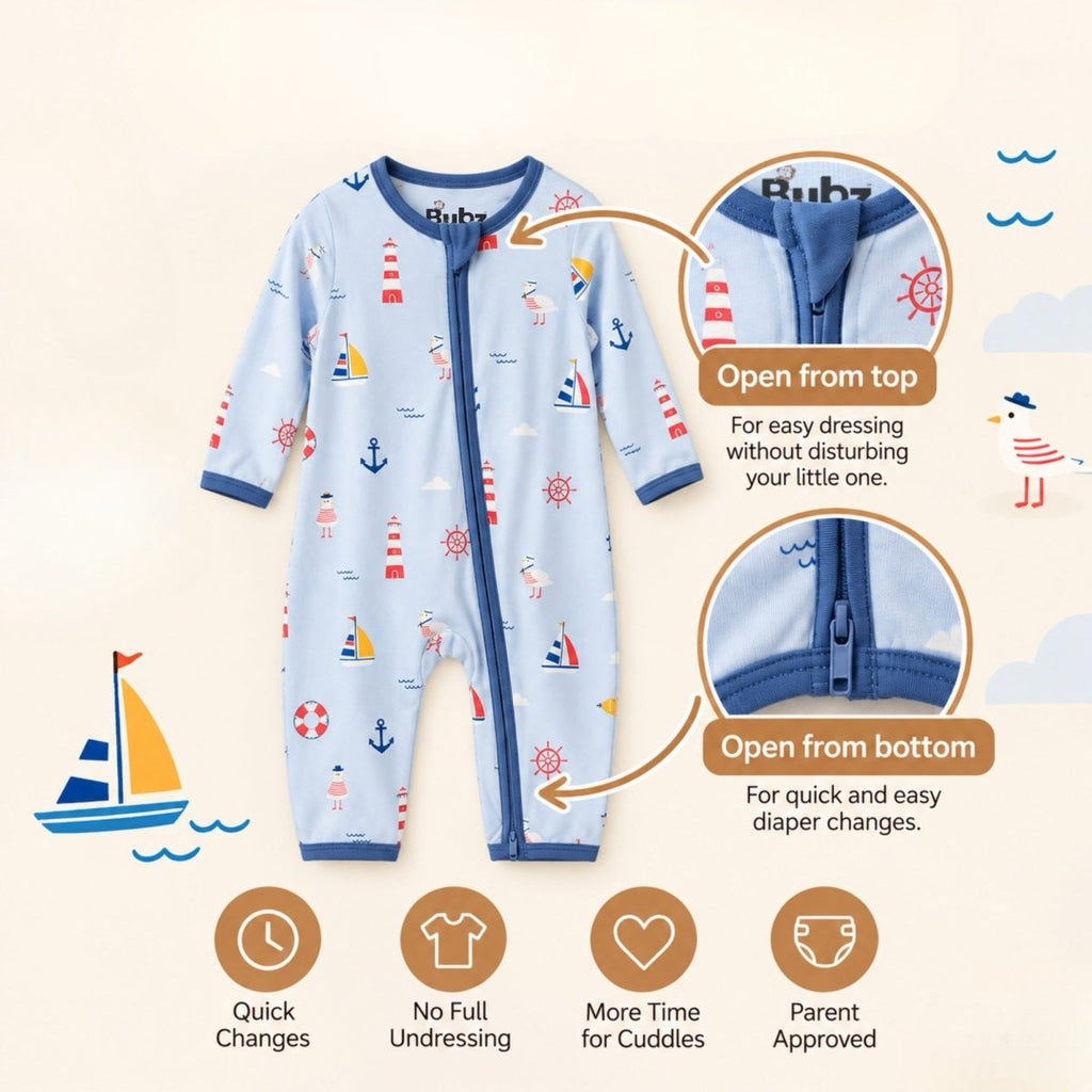 Little Sailors Bamboo Zipsuit - Bubz