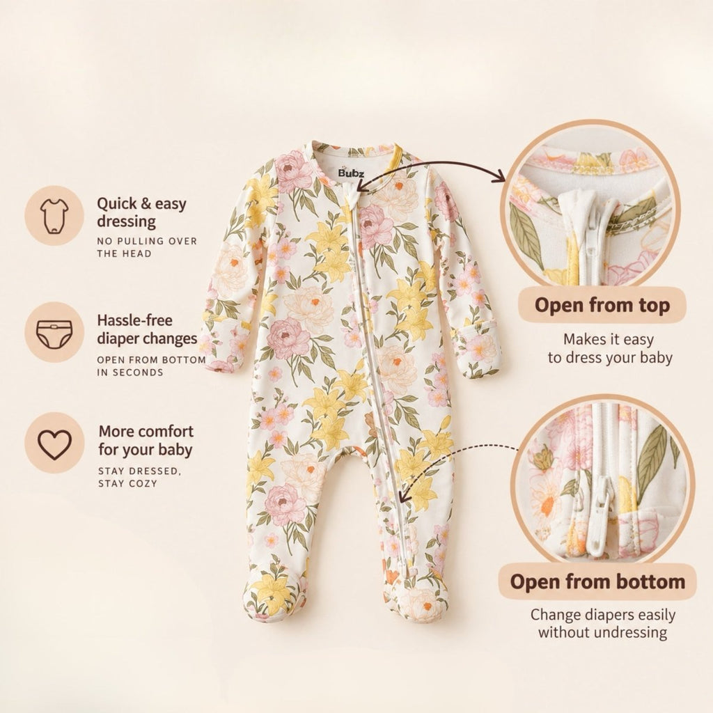 Petal Parade Bamboo Zipsuit - Bubz