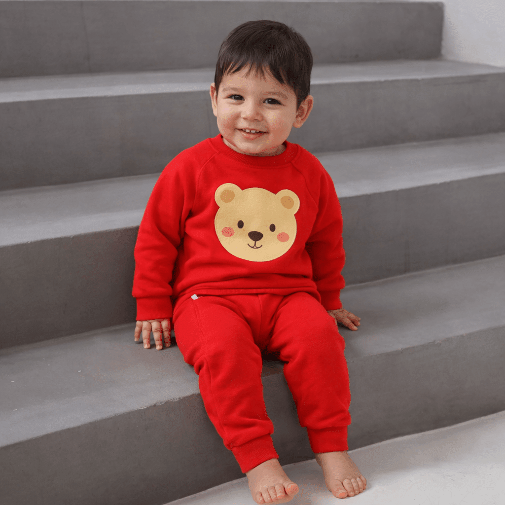 Red Teddy Bamboo Terry Loungeset - Bubz