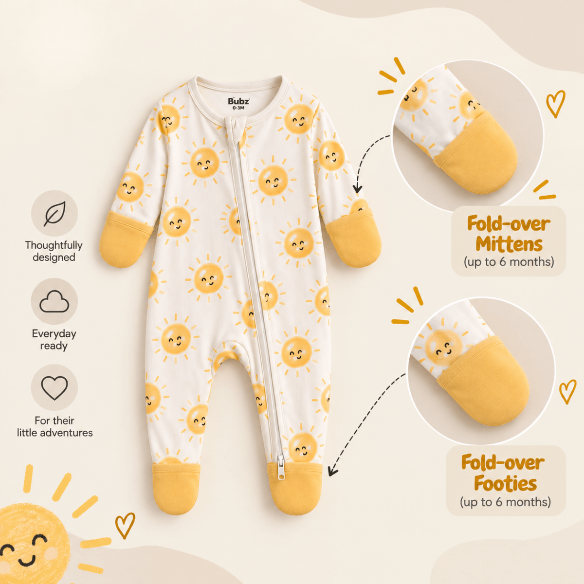 Sol Bamboo Zipsuit - Bubz