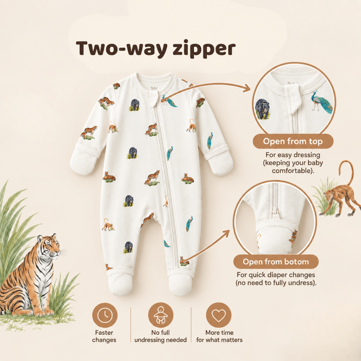 Wild Wonder Bamboo Zipsuit - Bubz