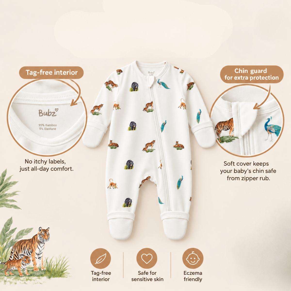 Wild Wonder Bamboo Zipsuit - Bubz